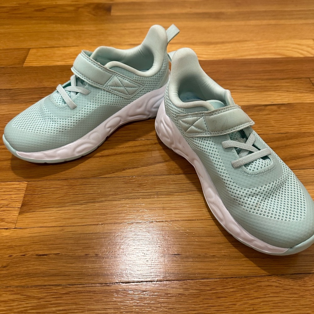 Target Kids Light Blue/Green Sneakers with Hook-and-Loop Strap | size 1
